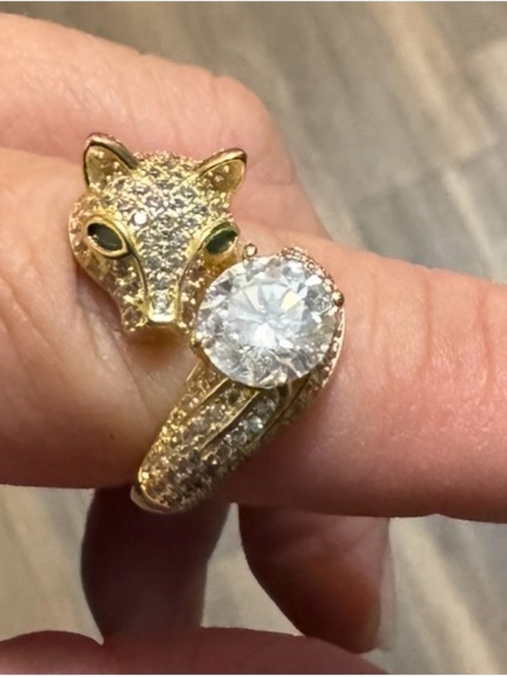 Gold Fox Wrap Ring with 2.0ct Moissanite Stone - Women Jewelry